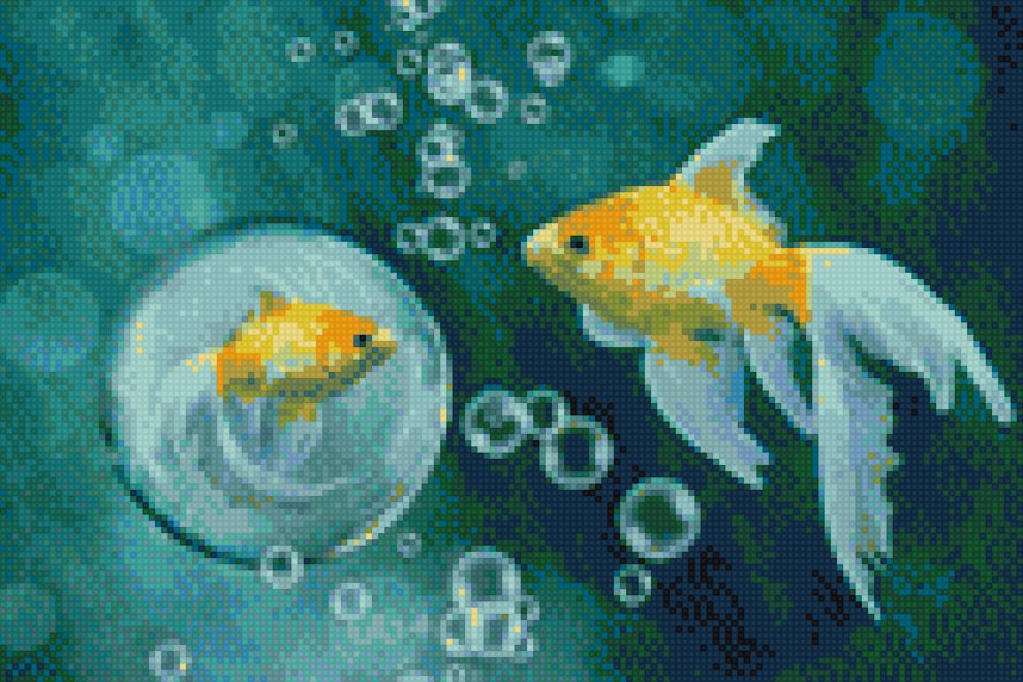Золотая рыбка - рыба, золотая, вода, аквариум, пузыри - предпросмотр