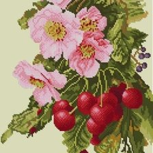 Оригинал схемы вышивки «цветы и вишня» (№1472216)