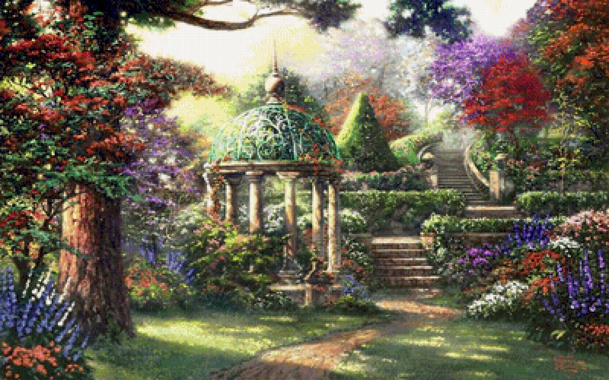 Цветущий сад - вышивка крестом - предпросмотр