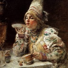 Схема вышивки «Маковский. За чаем»