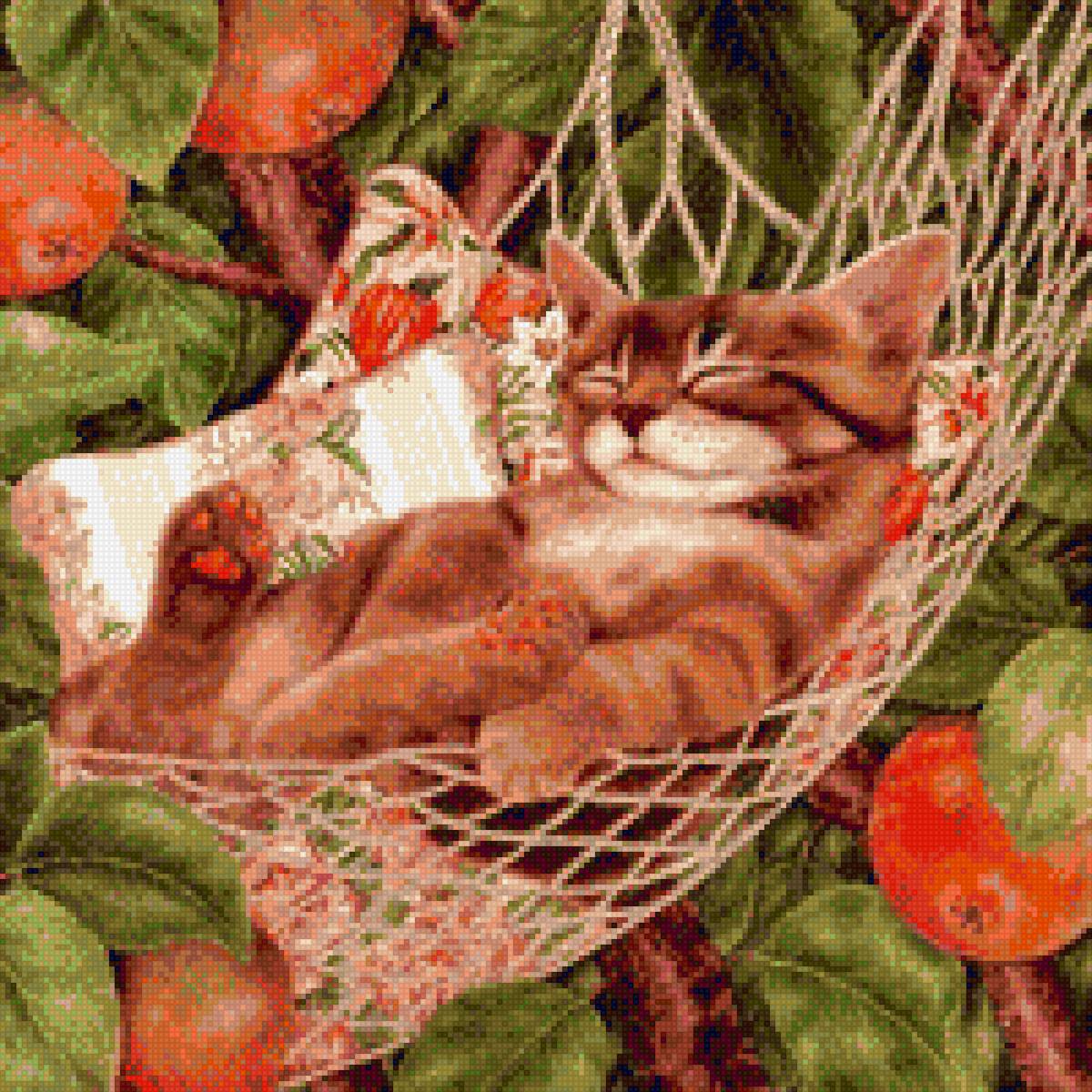 Подушка кот на гамаке - животные, кот - предпросмотр