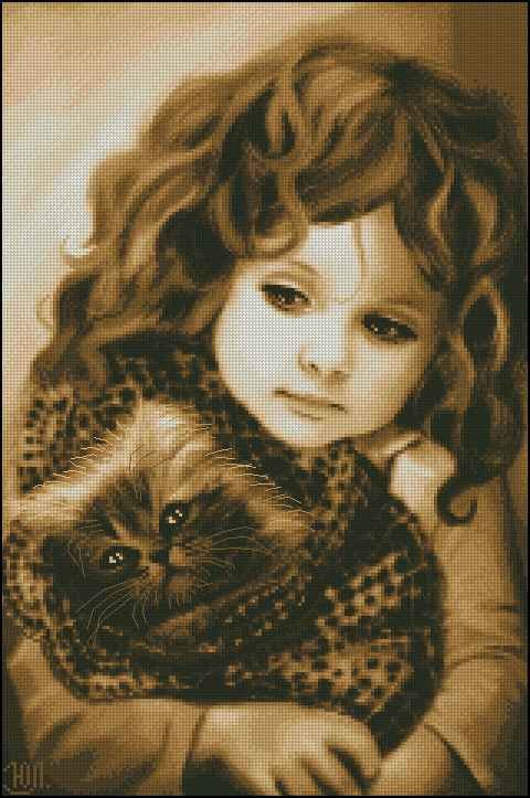 девочка с котенком - оригинал