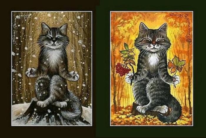 коты поза будды - оригинал