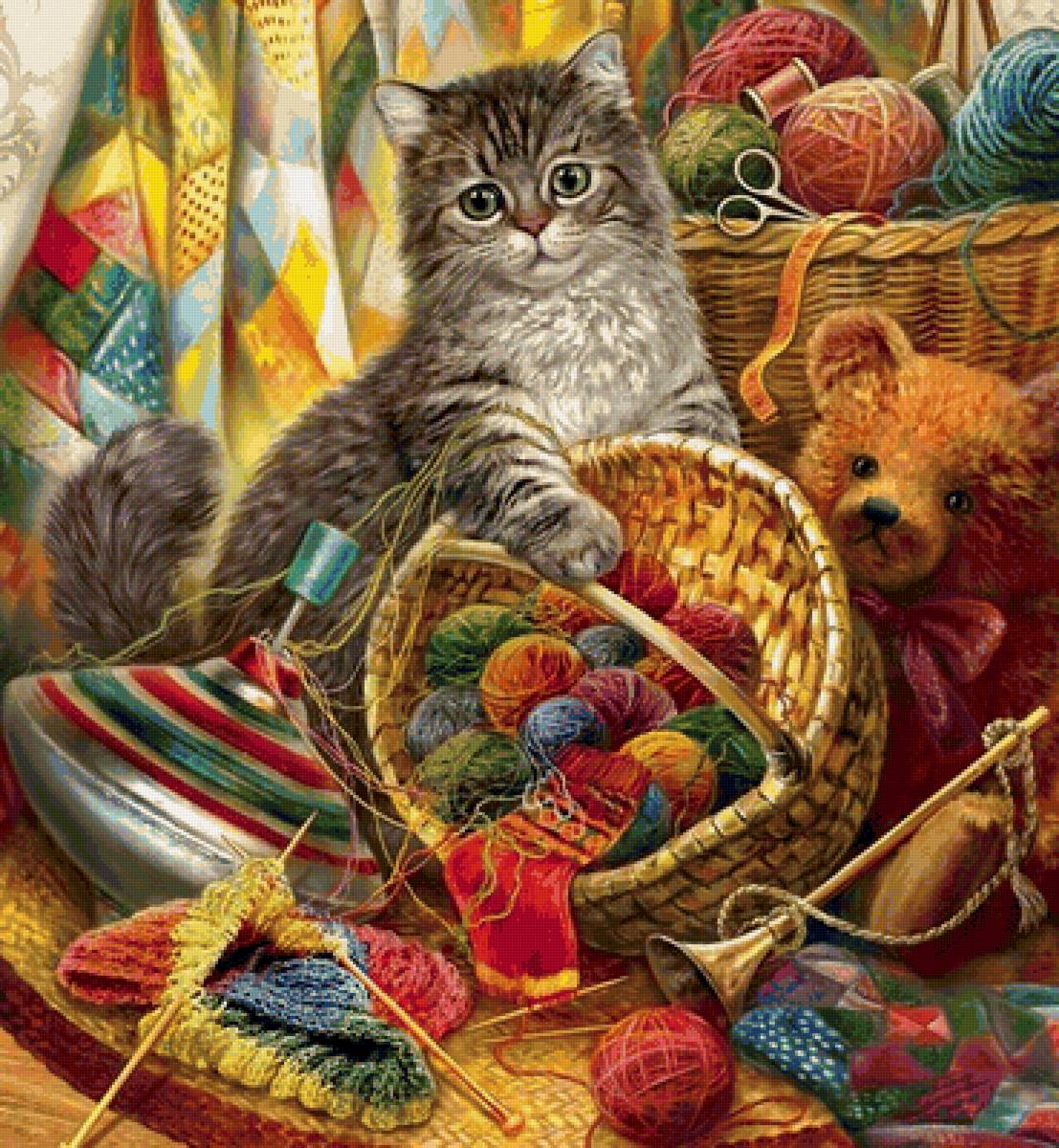 Кошечка-рукодельница - предпросмотр