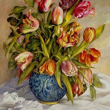 Оригинал схемы вышивки «Букет тюльпанов в вазе» (№1482595)