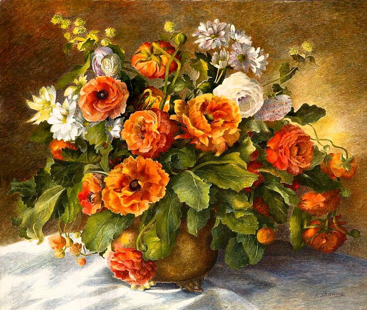 Букет в вазе - вышивка крестом - оригинал