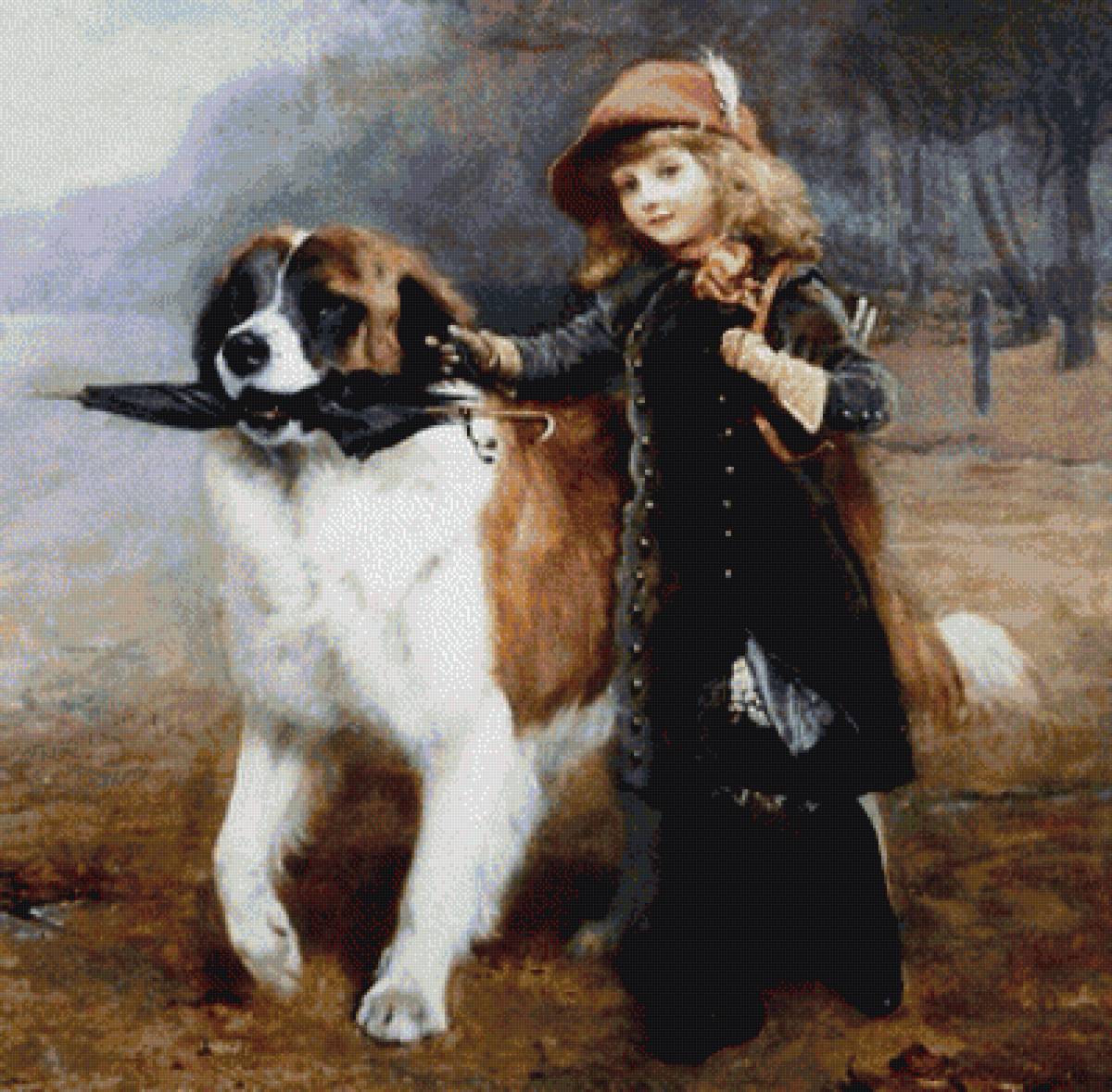 Девочка с собакой - предпросмотр