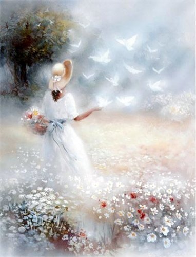 очарование лета - лето люди акварель романтика - оригинал