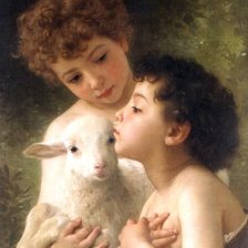 дети и овечка