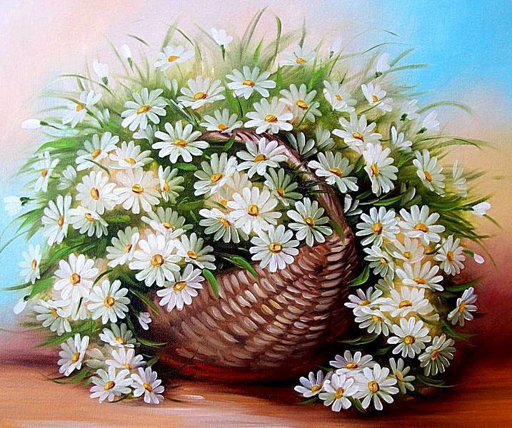 Ромашки - лето, корзина, букет, ромашки, цветы - оригинал