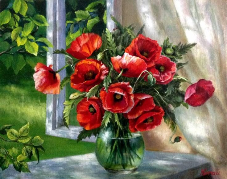 Букет на окошке - цветы, лето, окошко - оригинал