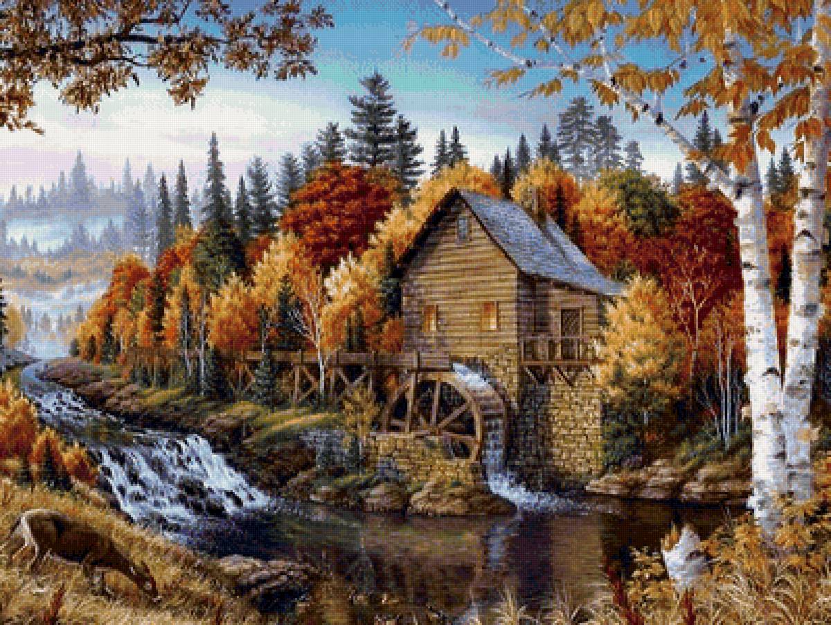 мельница - лес, осень - предпросмотр