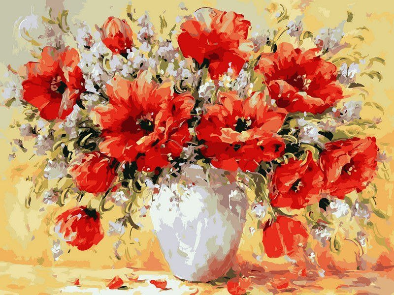 маки акварель - цветы - оригинал