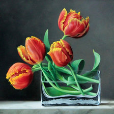 Оригинал схемы вышивки «Художник Питер Вагеманс. Тюльпаны в квадратной вазе» (№1490468)