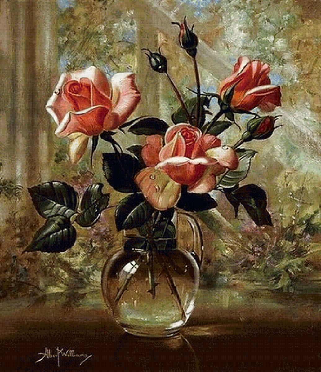 розы в вазе - цветы, розы, букет, композиция - предпросмотр