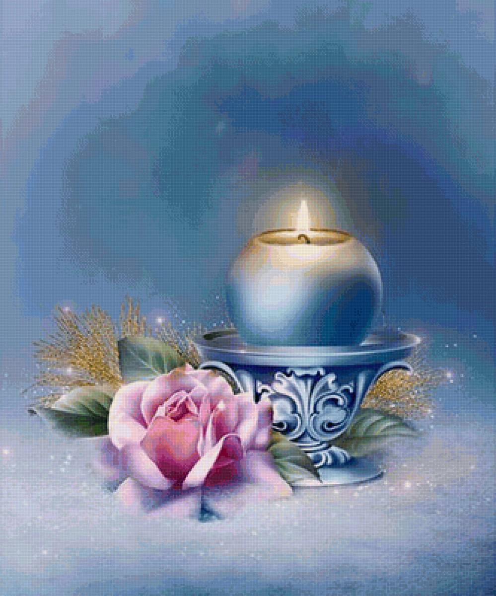 свеча - композиция, цветы, свеча - предпросмотр