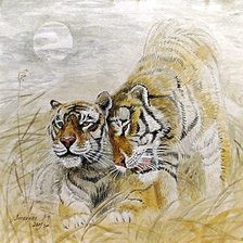 Схема вышивки «По картине Художника Любви Лесохиной. Тигриная ночь.»