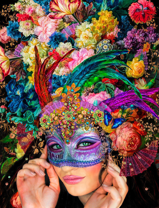 The mascheraris muse(Муза Карнавала) - муза, маска, цветы, муза карнавала - оригинал