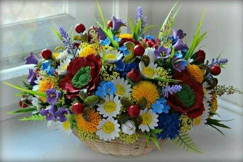 летний букет - цветы, маки, лето, букет, ромашки - оригинал