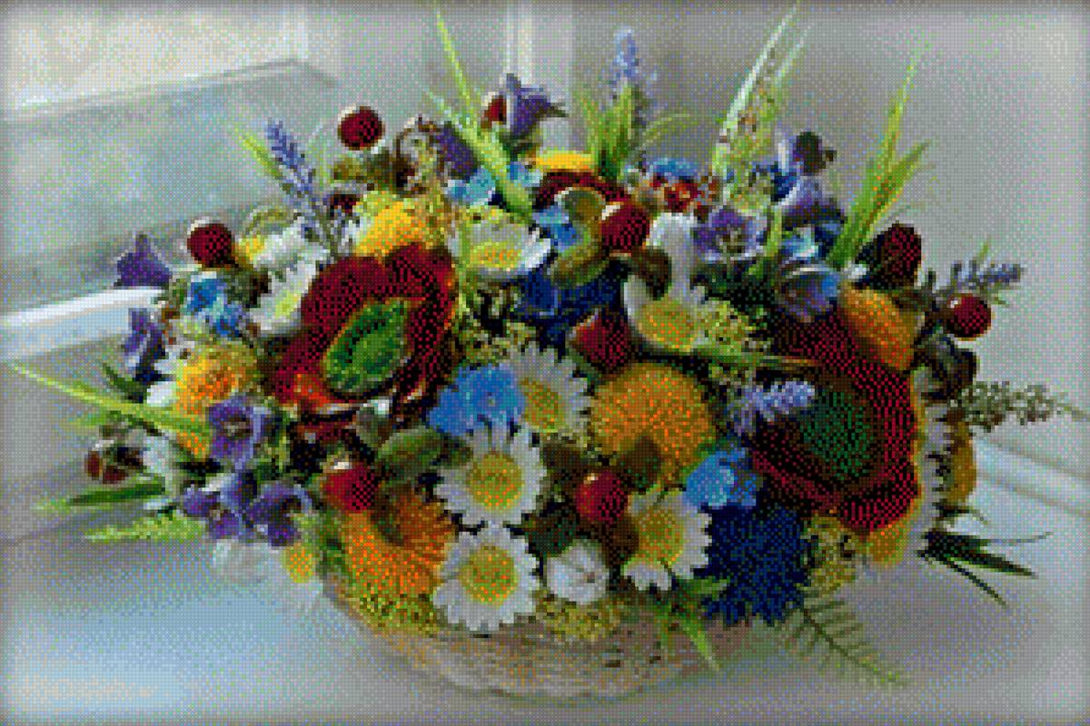 летний букет - ромашки, лето, цветы, маки, букет - предпросмотр