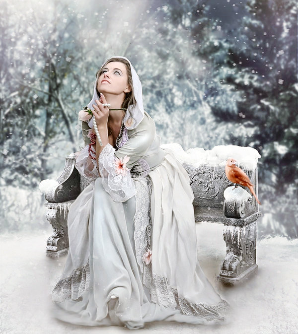 Молитва - молитва, зима, девушка, снег - оригинал