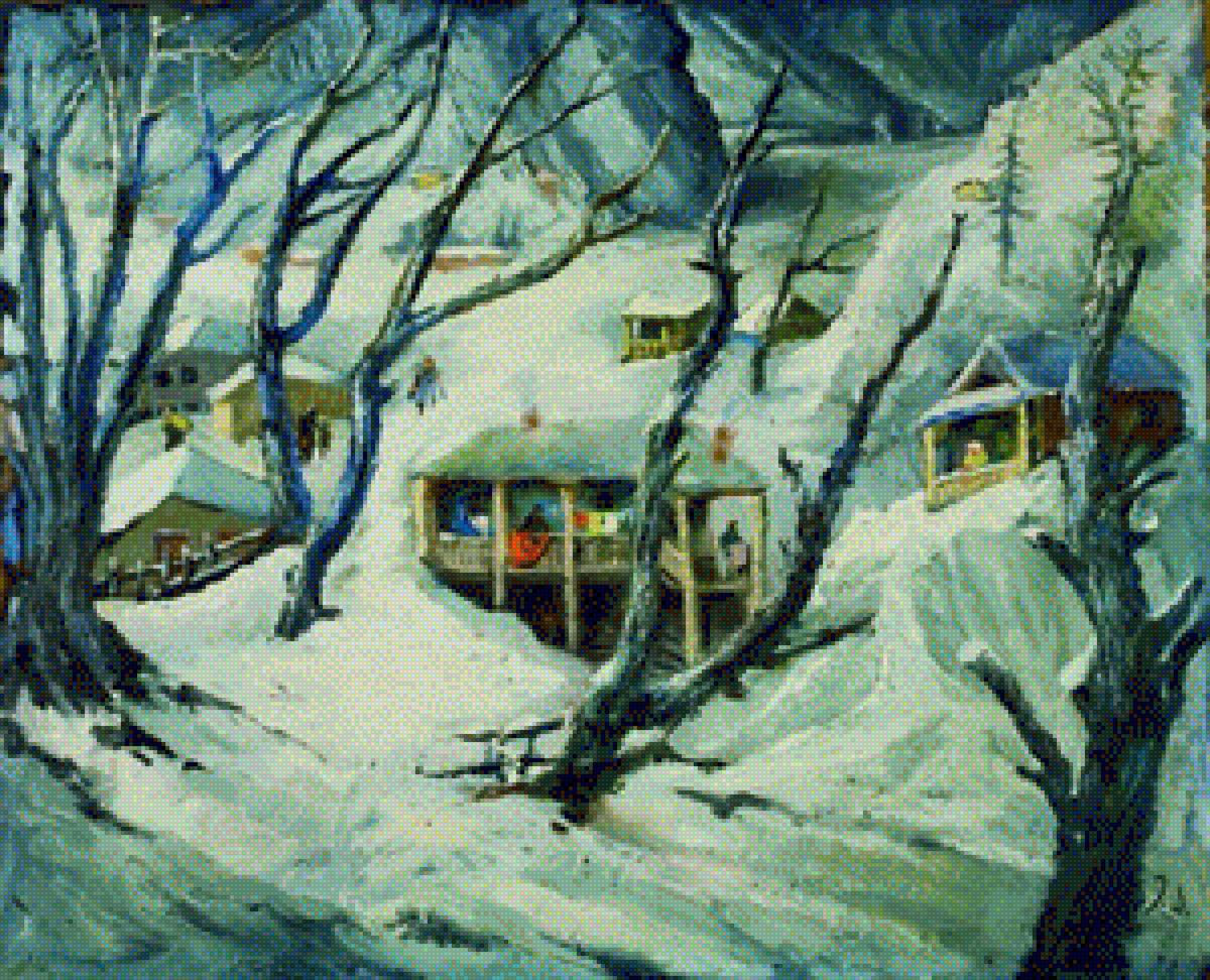 Бакуриани - зима, бакуриани, живопись, е.ахвледиани - предпросмотр