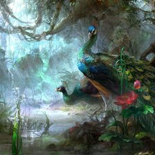 Схема вышивки «Павлины»