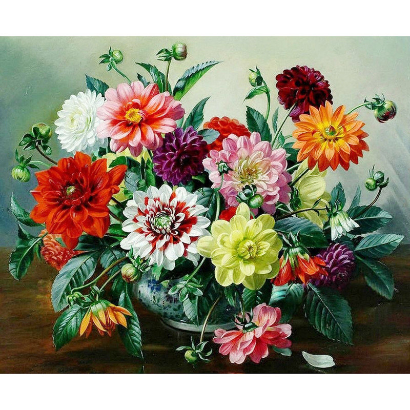 георгины в вазе - цветы - оригинал