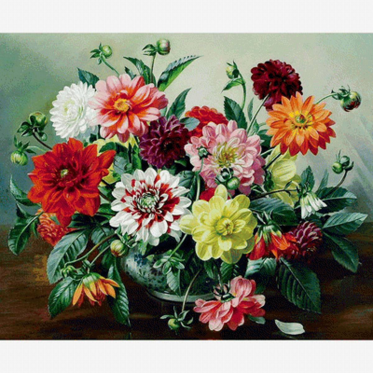 георгины в вазе - цветы - предпросмотр