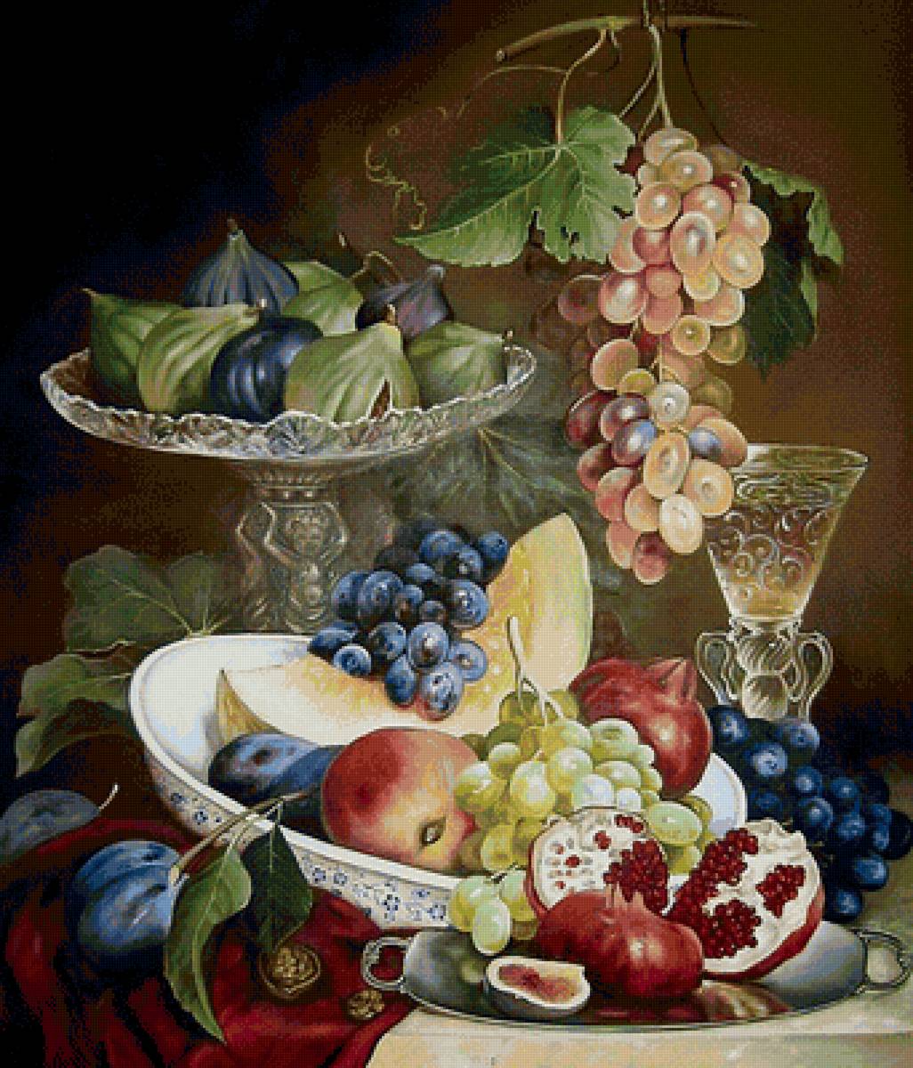 фрукты - натюрморт, вино - предпросмотр