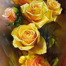 Схема вышивки «жёлтые розы, цветы, букет»