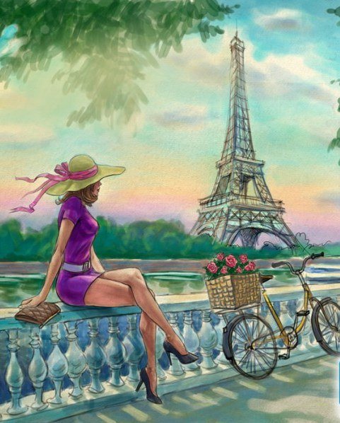 Paris - париж, девушка, город, арт - оригинал