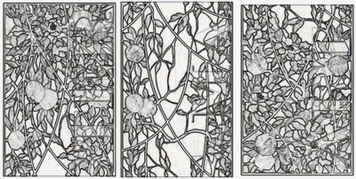 Гранат - плоды, вертикальные, витраж, гранат, цветы - предпросмотр