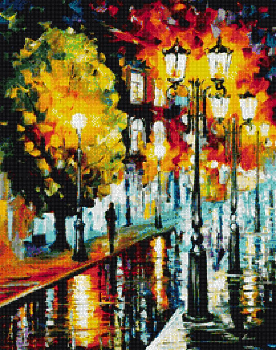 Дождливый вечер - вечер фонари улица - предпросмотр