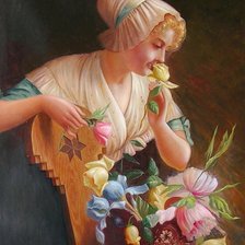 Схема вышивки «dievča,kvety»