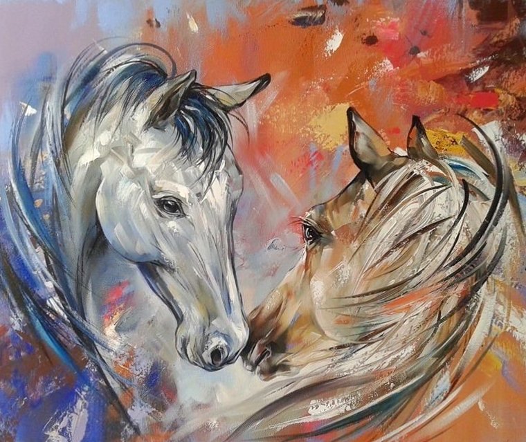 лошади - картина, лошади - оригинал