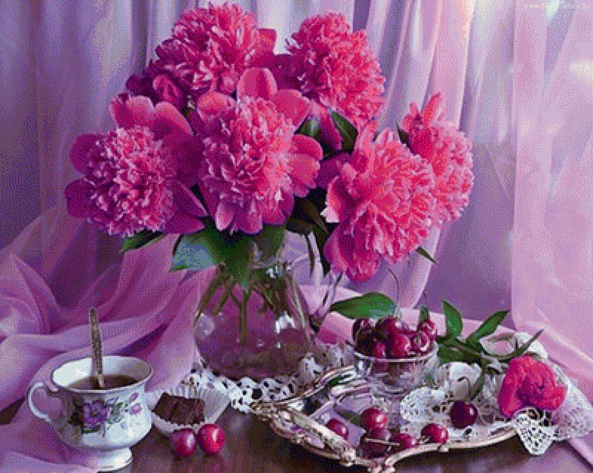 Розовые пионы - цветы, ваза, натюрморт, пионы - предпросмотр