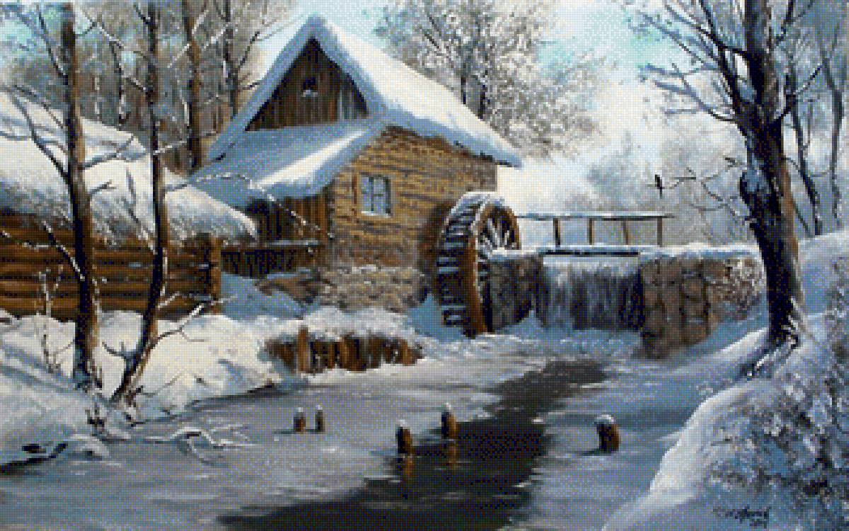 Młyn wodny zimą - предпросмотр