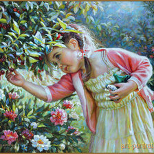 Схема вышивки «девочка и вишня»