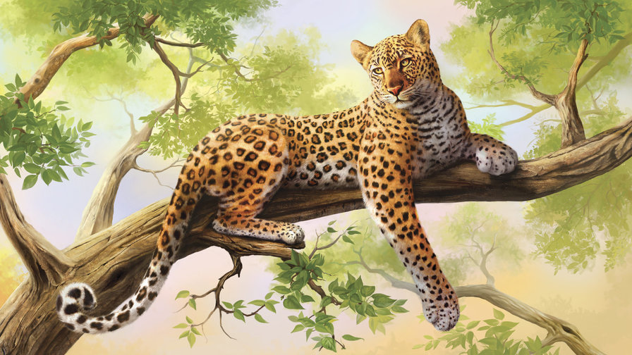 Отдых - леопард, джунгли, деревья - оригинал