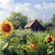 Схема вышивки «летом в деревне»