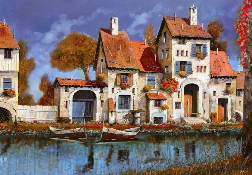 Дом на берегу озера - пейзаж, дом, озеро - оригинал