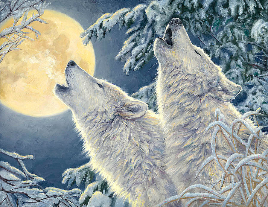 лунная песня - волк. животное. зима. луна - оригинал