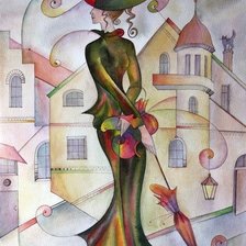 Схема вышивки «Dáma s deštníkem»