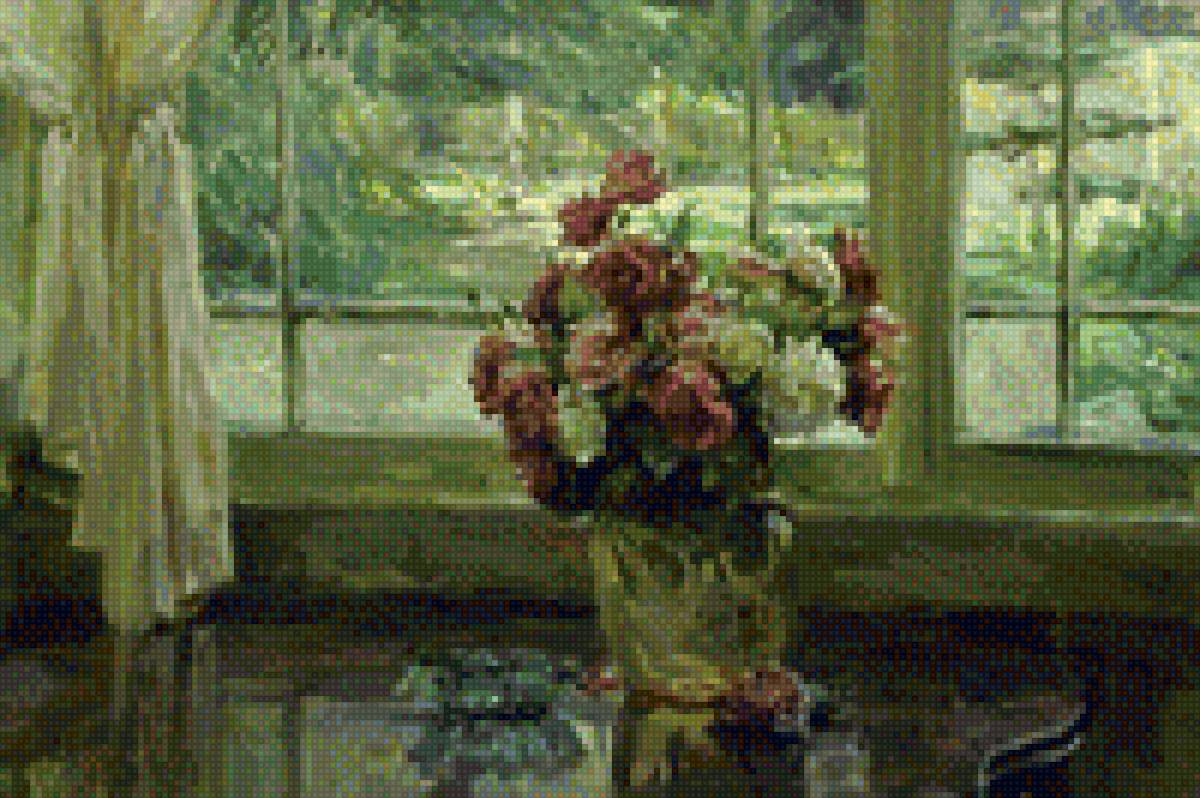 цветы на окне - цветы, окно - предпросмотр