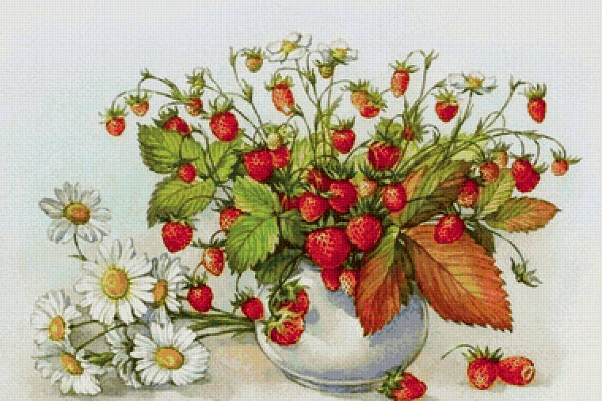 Земляника - ягода, ромашки - предпросмотр