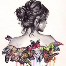 Оригинал схемы вышивки «Девушка с бабочками» (№1518137)