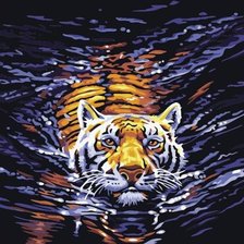 Оригинал схемы вышивки «Плывущий тигр» (№1518391)