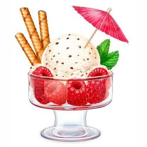 Десерт - мороженое, малина - оригинал