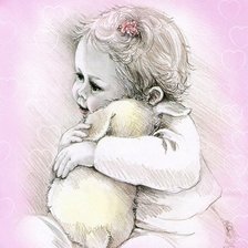 Схема вышивки «Девочка и зайка»